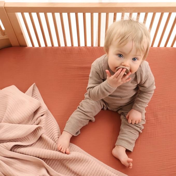 Knitted Organic Cotton Baby Blanket- Swaddle Blanket, 30" x 40" Soft Receiving Blanket for Newborn (Ribbed-Blush)