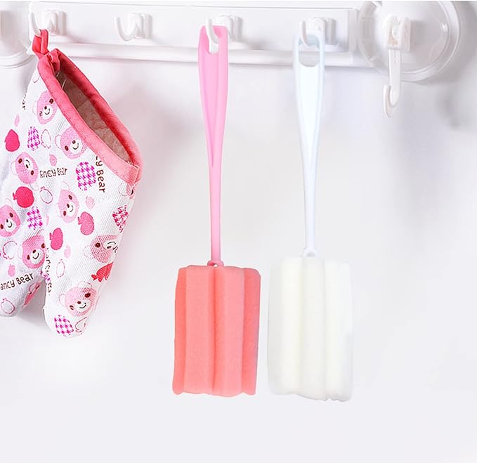 8PCS Bottle Brush Sponge Cup Brush with Straw Brushes Long Handle Cleaner Brush for Baby Bottle Glasswares Mugs Cups Kitchen Clean (4 Bottle Brushes + 4 Straw Brushes)