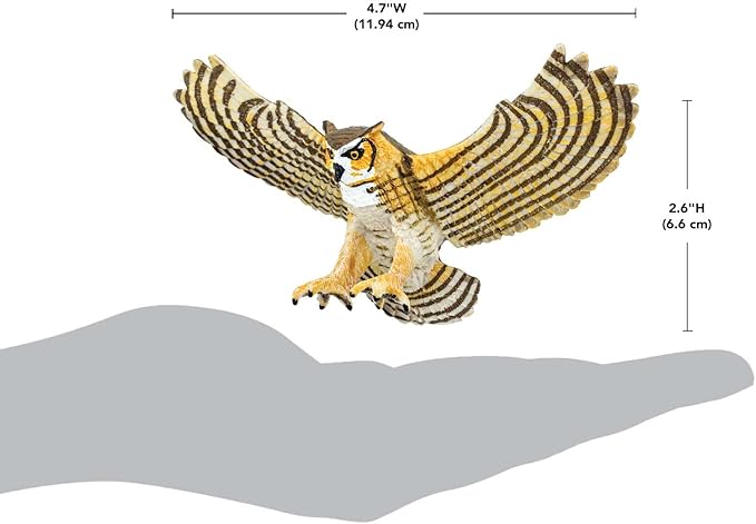Safari Ltd. Great Horned Owl Figurine - Detailed 5.5" Plastic Model Figure - Fun Educational Play Toy for Boys, Girls & Kids Ages 3+