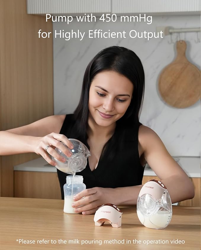 Wearable Breast Pump, Quiet Breast Pump Hands Free for Travel, Portable & Electric Breastfeeding Pump with 3 Modes & 12 Levels, 18/21/24mm, 2 Pack, Pink