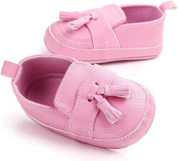 LONSOEN Baby Girls Boys Loafers Prewalker Dress Crib Shoes