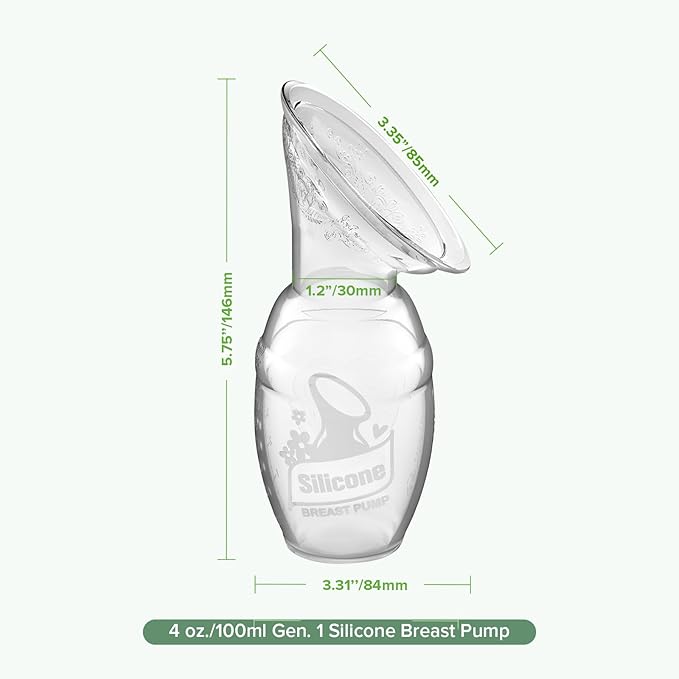haakaa Gen.1 Manual Breast Pump 100ml/4oz. & 4ml Colostrum Collectors (6pcs) Combo - Liquid Gold Collection Set, Flexible & Soft Silicone Breast Milk Collector with Ready-to-use Colostrum Syringe