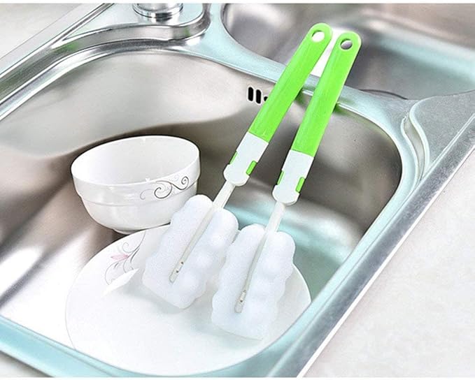 INVODA 4PCS Bottle Brush,Bottle Washer Set Long Sponge Bottle Cleaning Brushes Baby Bottle Cleaner Brush, Nipple Brush (4 pcs)