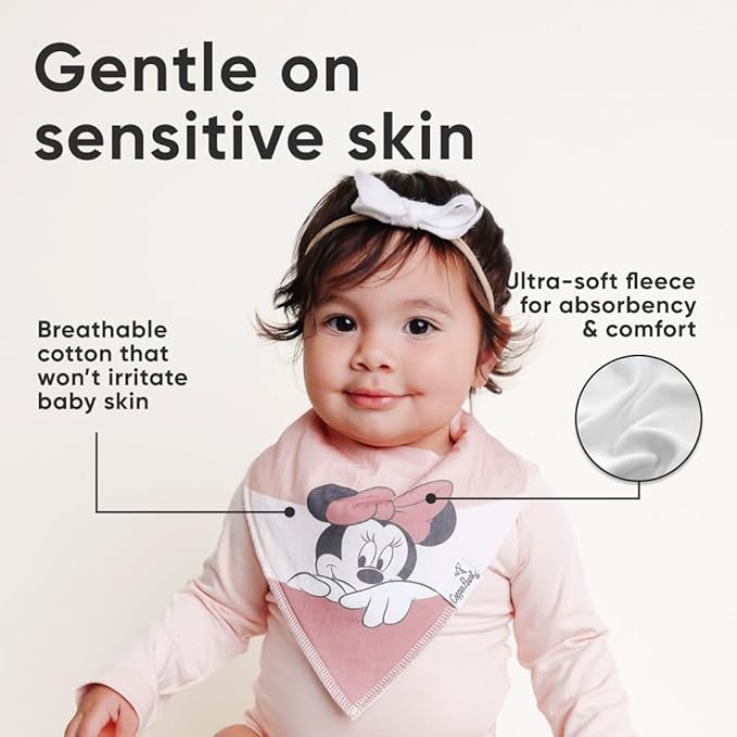 Copper Pearl Baby Bandana Drool Bibs for Drooling and Teething 4 Pack Gift Set Minnie Mouse