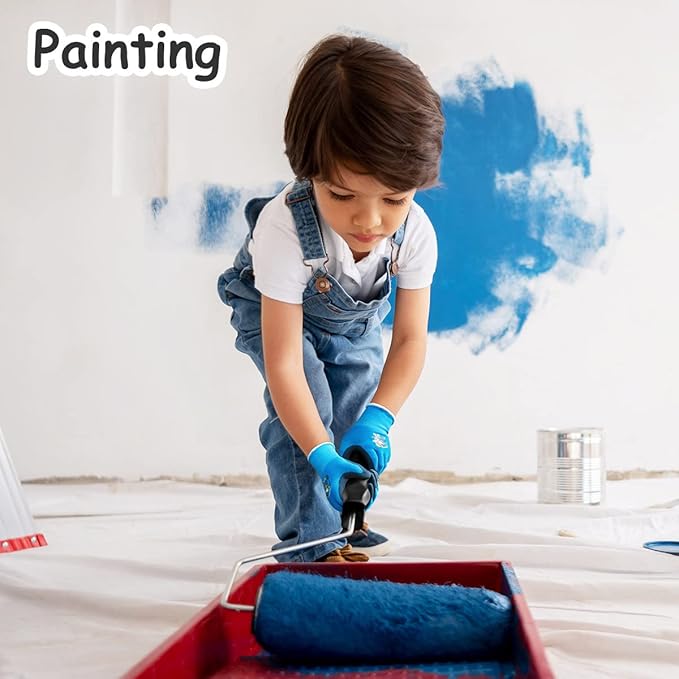 KAYGO Kids Gardening Gloves 4 Pairs - Polyester Seemless knitted with Latex Sandy Finish Coating, KGKID100, Ideal for kids gardening, DIY,Light duty works, and outdoor activities (XXXS (Age 5-7))