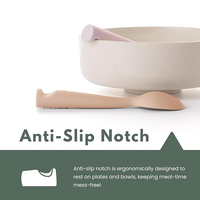 Miniware Silicone Baby Spoon for Training - BPA Free Baby Utensils - Baby Spoons Self Feeding 6 Months | 100% Food Grade Silicone - Modern & Dishwasher Safe Toddler | Dishwasher Safe (Pistachio & Oat)