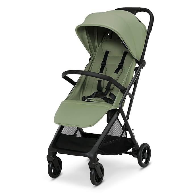 Delta Children Icon Ultra Compact Lightweight Everyday & Travel Stroller - One-Hand Fold - Only 15.6 lbs- Fits in Overhead Compartments - Greenguard Gold Certified - Multi-Position Recline, Sage Green