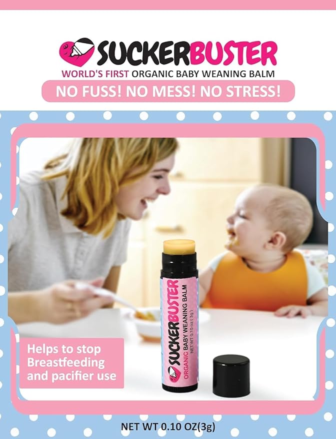 SUCKERBUSTER Baby Breastfeeding Weaning Balm Stick - 10oz, Organic Nipple Cream in Balm Stick - Postpartum Essentials, Stop Breastfeeding Essentials