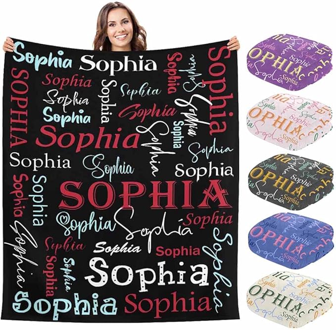 InterestPrint Personalized Baby Blankets with Name, Newborn Baby Girl Gifts Colorful Custom Baby Name Blanket Baby Gifts for Newborn Baby Shower Customized Pink Blanket for Baby Girl