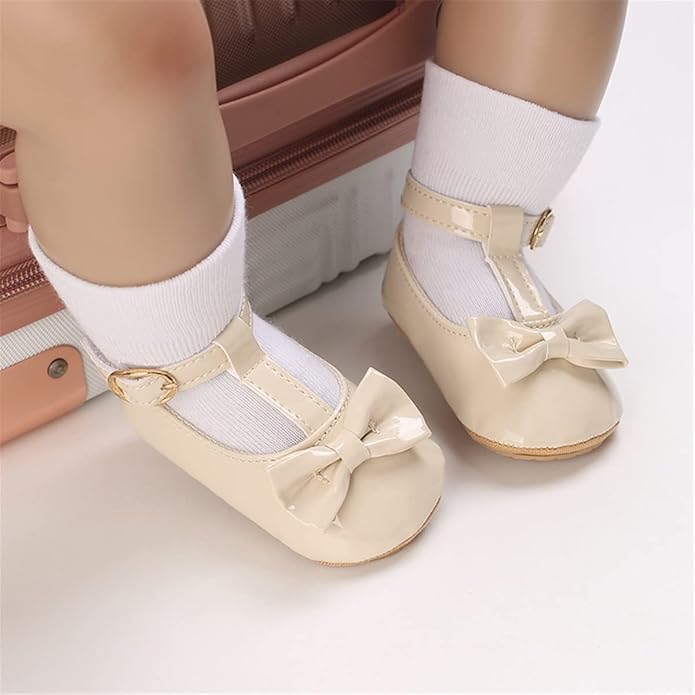 COSANKIM Baby Girls Mary Jane Flats Shoes Anti-Slip Rubber Sole Infant Toddler Princess Wedding Dress Shoes