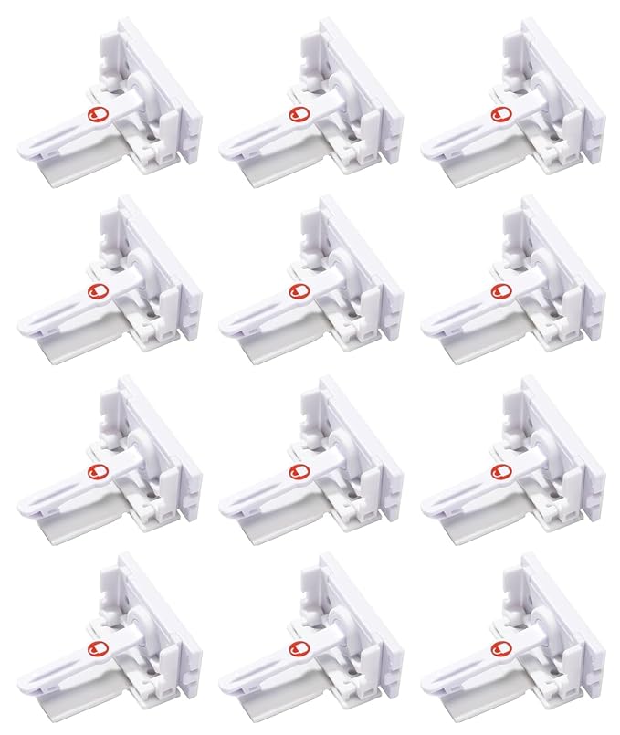 Safety 1st - Secure-to-Explore Adhesive Cabinet Locks Baby Proofing, Child Locks for Cabinets and Drawers (12 Locks), White
