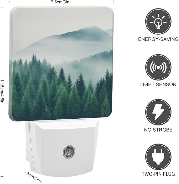 Mountain Forest Night Light, Plug into Wall Decor Nightlights for Bedroom, Bathroom, Hallway, Kitchen, with Dusk to Dawn Light Auto Sensors LED Night Lights for Boys Girls Women Men Room Gifts