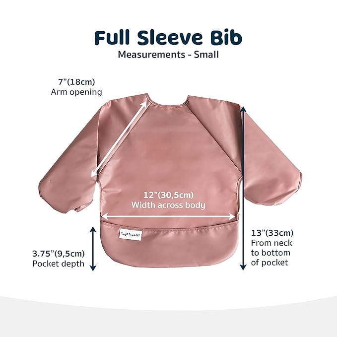 Tiny Twinkle Long Sleeve Bib for Babies & Toddlers – Waterproof Smock Bib for Eating – Machine Washable & Mess-Proof, Baby Feeding Essential & Shower Must-Have(Checkers Blue, 6–24M)