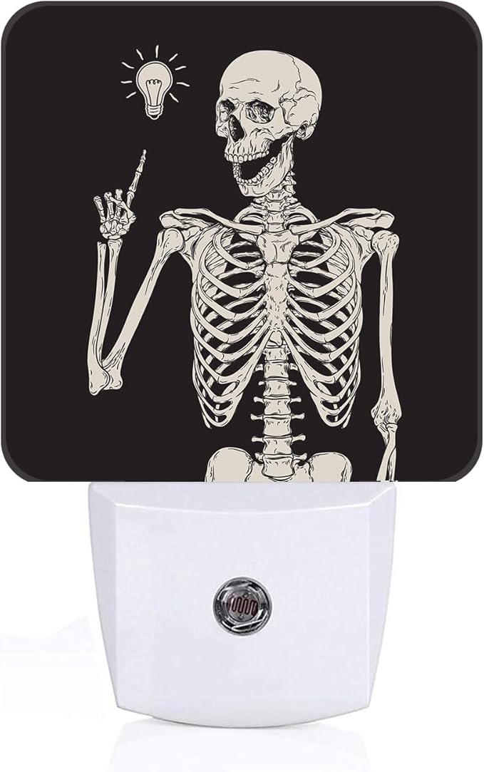 Halloween Skull Skeleton Night Light,Plug-in Nightlights Auto Sensor Night Lamp Dusk to Dawn Lamp Home Decor for Nursery Children Girls Boys