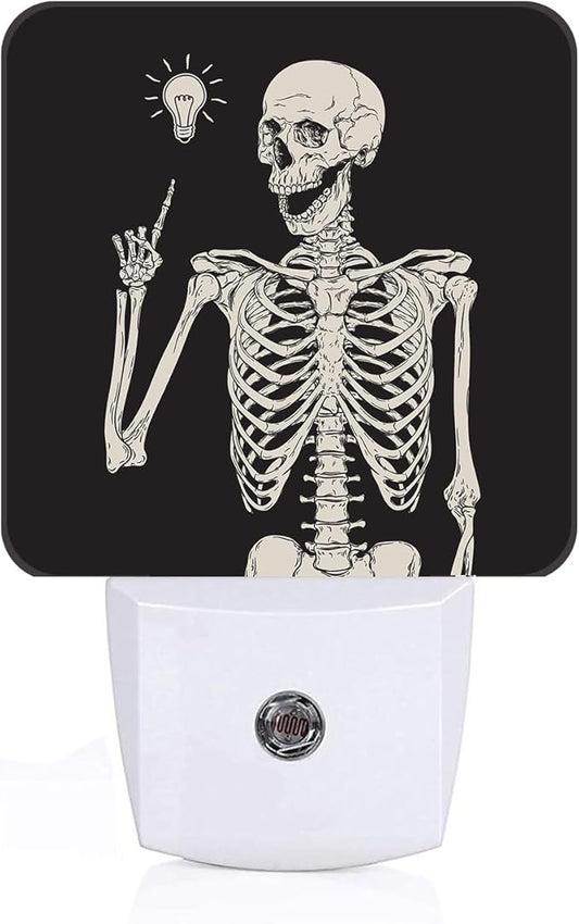 Halloween Skull Skeleton Night Light,Plug-in Nightlights Auto Sensor Night Lamp Dusk to Dawn Lamp Home Decor for Nursery Children Girls Boys