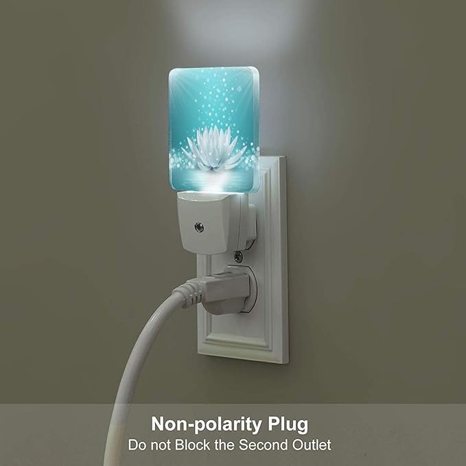 Sparkle Blue Zen Lotus Flower Night Light,Plug Into Wall Decor for Stairway,Hallway,Kitchen,Dusk to Dawn Sensor Nightlights for Boys/Girls/Women/Men Room Gifts