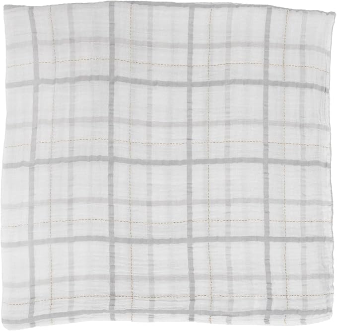Little Unicorn Premium Cotton Swaddle Baby Blanket | Breathable Fabric | for swaddling, Play, Nursing & More (Grey Plaid)