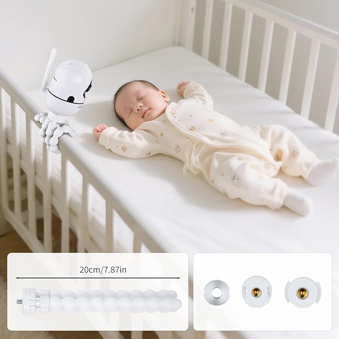 Adjustable Baby Monitor Mount, 7.8'' Tripod Baby Monitor Stand for HelloBaby HB65/HB40/HB6550/HB66/ HB6339/HB6550 Pro, ANMEATE SM935E, Flexible Baby Camera Stand for 1/4 Thread Connection Monitors