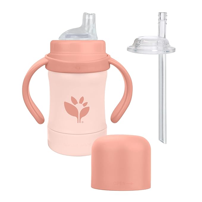 Green Sprouts® Sprout Ware® Sip & Straw 6oz., 6mo+, Plant-plastic, Platinum-cured Silicone, Dishwasher Safe, Grows with Baby, Tested for Hormones