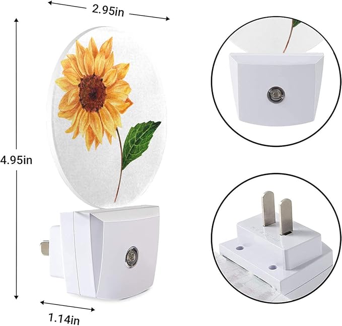 EKOBLA Spring Sunflower Night Lights Plug into Wall Happy Sunflower Green Leaf Night Light Bedroom Decor for Boys Girls Grandma Grandpa Dusk to Dawn Sensor LED Lamp Home Wall Decor