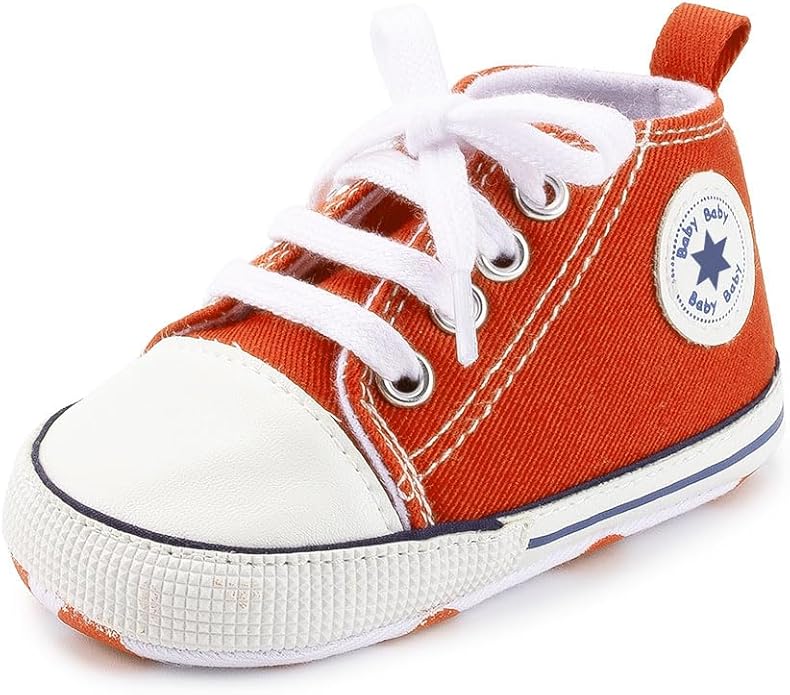 Meckior Baby Girls Boys Canvas Sneakers Soft Sole High-Top Ankle Infant First Walkers Crib Shoes