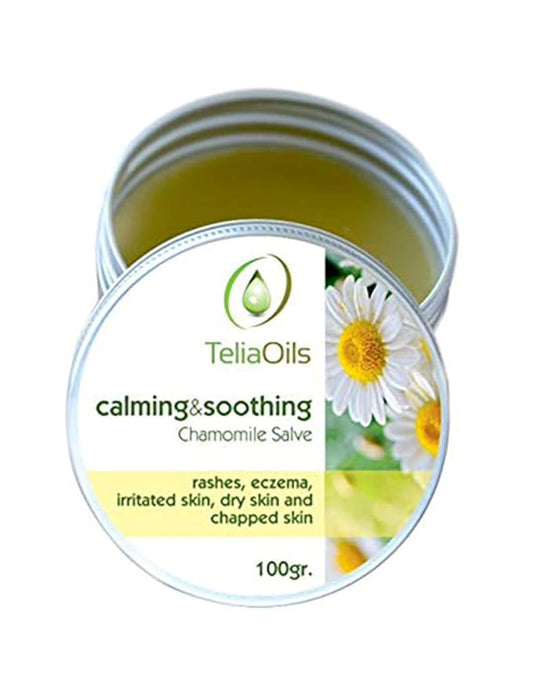 Teliaoils Pure Chamomile Salve - Natural, wild Chamomile Moisturizing Balm For Dry, Itchy Skin- Herbal Hands, Body & Face Ointment– Baby Diaper Rash Relief– Soothes & Calms Chapped Skin (100 ml)