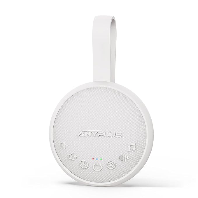 White Noise Sound Machine for Sleeping Adults & Baby, Portable Noise Machine with 24 Soothing Sounds, Bluetooth 5.1, Battery Powered, 3 Timer Settings, Memory Function for Home, Office, Travel (White)