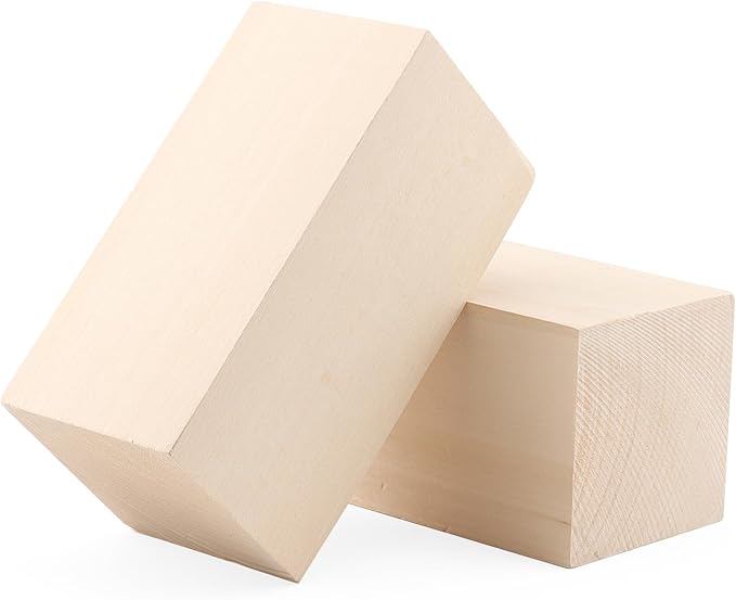 4 PCS 6 x 3 x 3 Inch Basswood Carving Blocks, Whittling Wood Blocks, Unfinished Basswood Carving Blocks for Beginners, DIY Crafting, Sculpture Artist