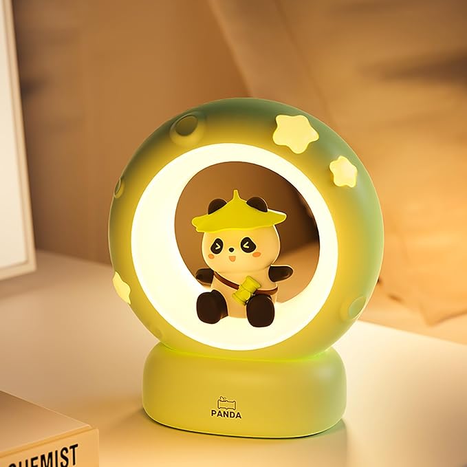 Cloud and Bunny Rechargeable Night Light, Safe Soft Silicone Material, 3 Brightness Levels, Tap Control, Warm Light, Toddler Sleeping Lamp, Bedroom Night Lamp, Gift for Baby and Kid (Moon and Panda)