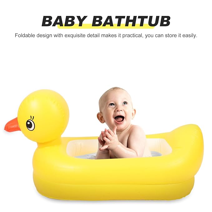 Sosoport Baby Inflatable Bathtub Animal Duck Portable Infant Toddler Bathing Tub Mini Air Swimming Pool Shower Basin for Kids Boys Girls