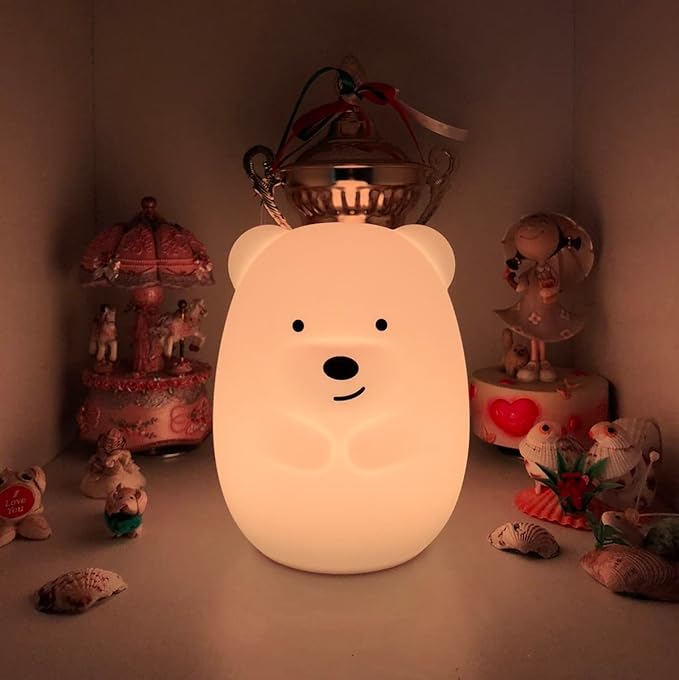 Bear Night Lights for Kids, Bedside lamp for Children, Baby Nursery Light - Break Resistant/Eye Caring/Adjustable Brightness Color/Time Setting/Gifts for Kids Babies Boys Girls - Medium