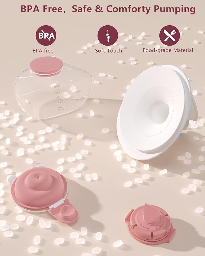 2 Pack 24mm Full Breast Pump Kits Compatible with Momcozy Upgraded Mobile Flow M9, Upgraded M9 Full Set Parts Including 24mm FlnageX2, Red ValveX2, Red DiaphragmX2, Container with Silicone LipX2