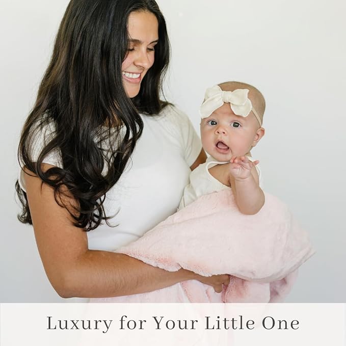 SARANONI Luxury Receiving Blankets for Babies | Ultra-Soft Lush and Boutique Quality Baby Blanket | Peach Blush - 40” x 30”