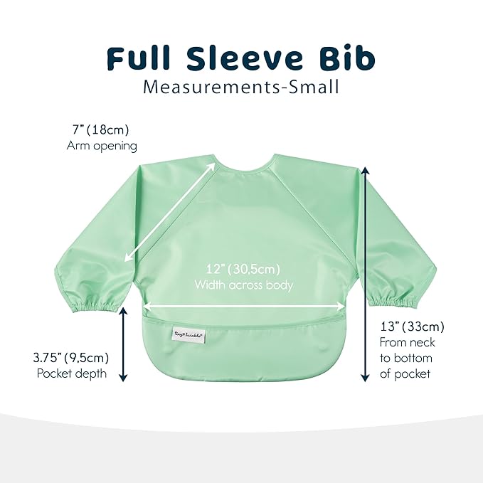 Tiny Twinkle Long Sleeve Bib for Babies & Toddlers – 2 Pack Waterproof Smock Bibs for Eating – Machine Washable & Mess-Proof, Baby Feeding Essential & Shower Must-Have (Mermaid,6–24M)