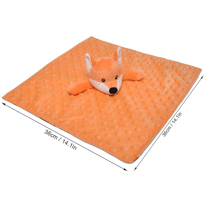 BORITAR Christmas Fox Baby Security Blanket Soft Minky Dot Fabric Lovey Blanket with Cute Woodland Pattern Backing Stuffed Plush Cuddle for Newborn Infant Gifts Orange 14 Inch