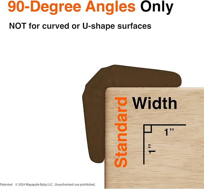 Roving Cove PreFit (Classic) Furniture Edge Corner Protector (Standard 15ft Edge 4 Corners), Baby Proofing Bumper Guards, Coffee Brown, Pre-Taped, for Straight Smooth Surfaces