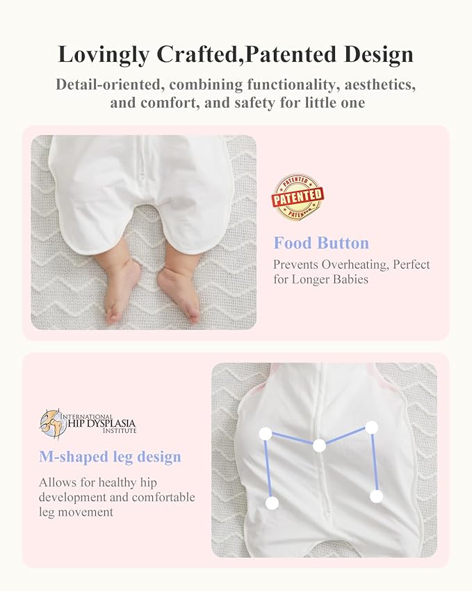 Transition Baby Swaddle 3-6 Months 12-18 lb, Arms In/Out Swaddle Sleep Sack with 2-Way Zipper Moisture-Wicking Fabric, Improves Sleep Snug Fit Helps Calm Startle Reflex,1Pack,Pink