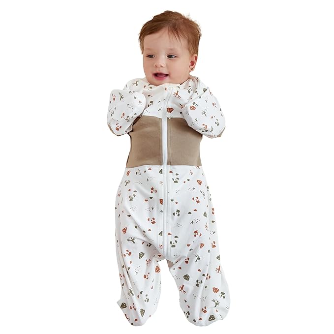 GROWNSY Transitional Swaddle Sleep Sack 6-12 Months, Starfish Design Baby Swaddle Sack, Dual-Zipper for Easy Diaper Changes, Proper Hip Development & Openable Foot Button, 19-27 lbs, Bear Forest