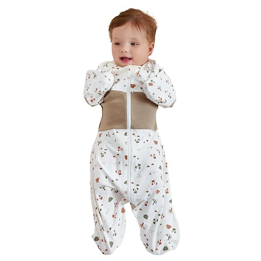 GROWNSY Transitional Swaddle Sleep Sack 3-6 Months, Starfish Design Baby Swaddle Sack, Dual-Zipper for Easy Diaper Changes, Proper Hip Development & Openable Foot Button, 12-20lbs, Bear Forest
