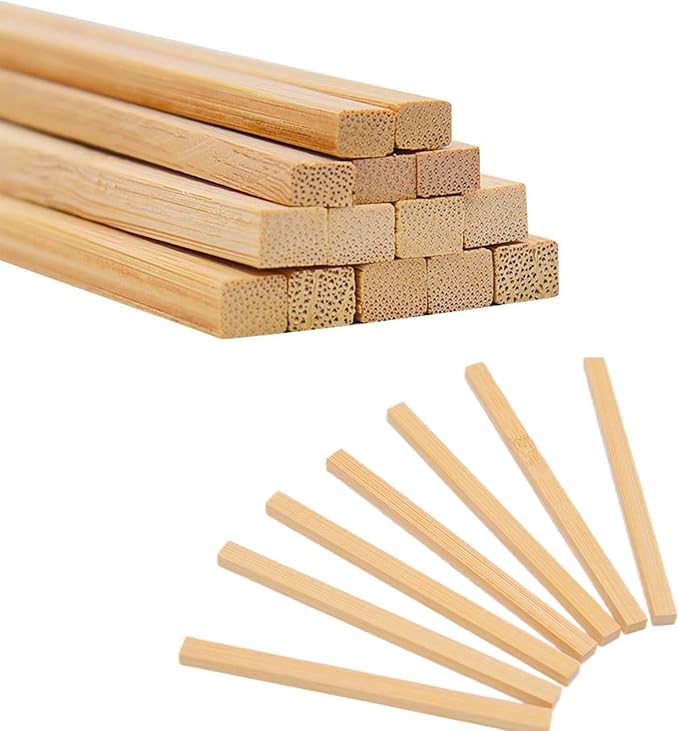 1/2 x 12 Inch 25 PCS Square Dowel Rods Wood Sticks Wooden Dowel Rods - Unfinished Bamboo Sticks - for Crafts,Home Decor, Model Making and DIYers