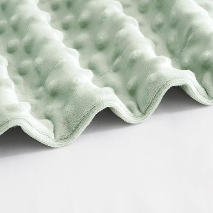 david's kids Micro Fleece Minky Baby Throw Blanket for Girls with Double Layer and Soothing Raised Dots, 50x60 Inches Breathable and Soft Lightweight Receiving Blanket for Newborns Sage Green