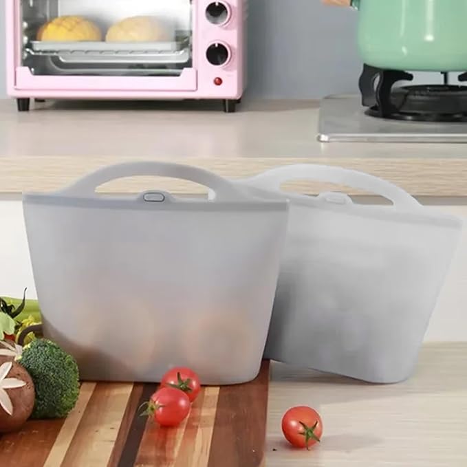 2PCS Microwave Sterilizer Bag, 1000ml Flexible Silicone Microwave Steam Bags, Hanging Leakproof Pacifier Sterilizer with Handle Bags for Baby Bottles