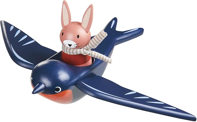 Tender Leaf Toys - Swifty Bird - Solid Wood Bird Toy with Removeable Bunny Character - Open-Ended Play Toy for Toddler Boys and Girls - Explore Role-Play and Imagination - Age 3+