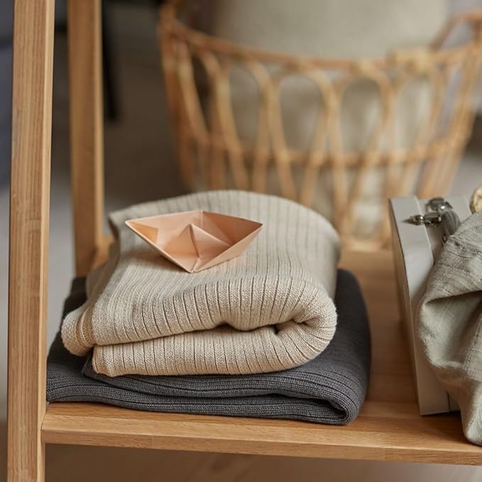 Knitted Organic Cotton Baby Blanket- Swaddle Blanket, 30" x 40" Soft Receiving Blanket for Newborn 2-Pack (Fog/Mochachino)