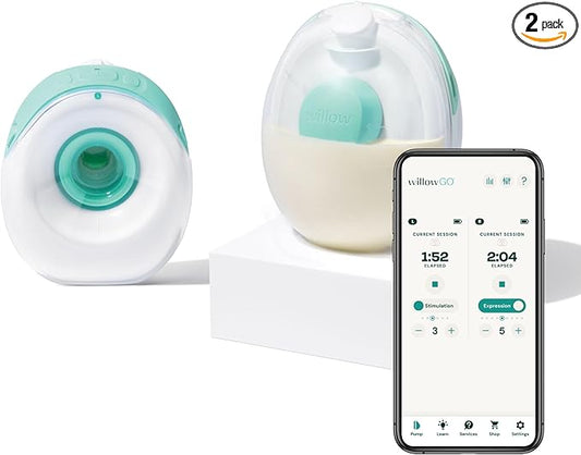 Willow Go - Hands Free Breast Pump - Wearable Breastfeeding Pump - Portable, Electric, Cordless, & 9 Levels of Hospital Grade Suction Strength - Postpartum Essentials - Double Breast Pump