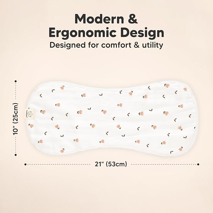 5-Pack Muslin Burp Cloths Baby Boy, Girl - Very Absorbent Baby Burp Cloth Rags, 8-Layers Viscose Derived from Bamboo Cotton Muslin Towel, Super Soft Spit Up Rags, No Shrink Washcloths (Petals)