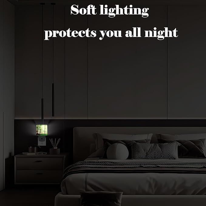 Misty Forest Night Light,Plug-in Nightlights Auto Sensor Night Lamp Dusk to Dawn Lamp Home Decor for Nursery Children Girls Boys