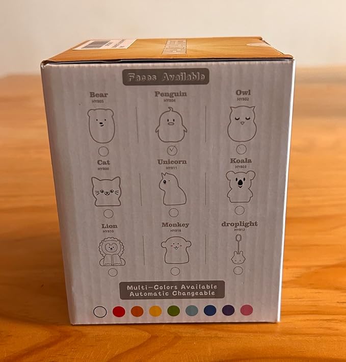 WHA&DARREN Penguin Night Light for Kids, Children Lamp Portable Rechargeable Silicone Baby Night Light, Remote Controlled Children's Animal Lamp Kawaii