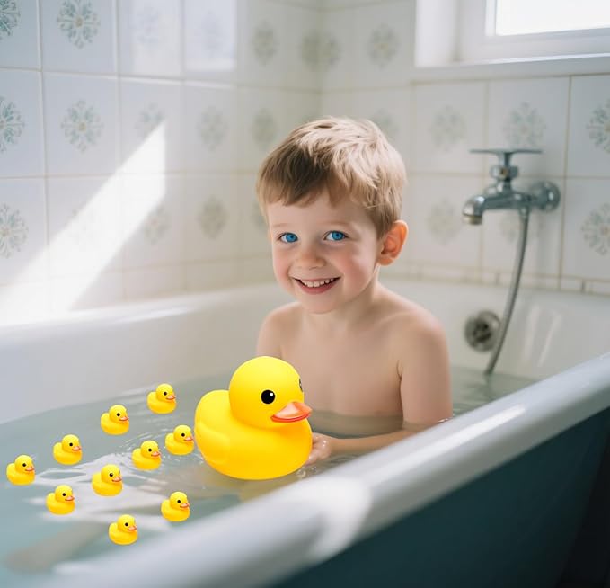 Yellow Rubber Ducks(No Bebe Noise), Without Hole Bath Toys - Floating Waterproof Duckies Gift for Baby Showers, Infants, Kids & Toddlers, Party Decorations, 7 inches (1 pcs)