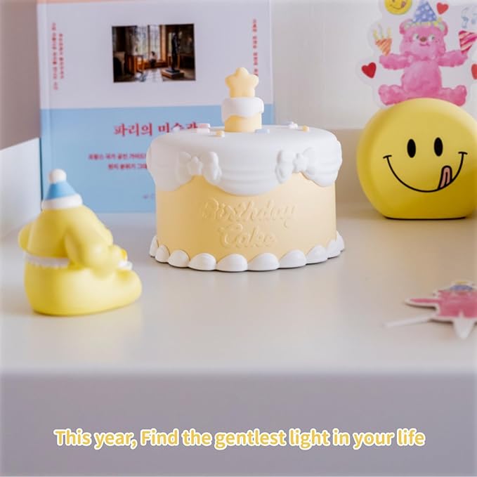 Birthday Gift Light with 3D Card,Silicone Night Light for Kids USB Rechargeable Cute Lamps Timer Setting Safe Bedside Lamp Gift for Girls New Year Chirstmas Thanksgiving Day